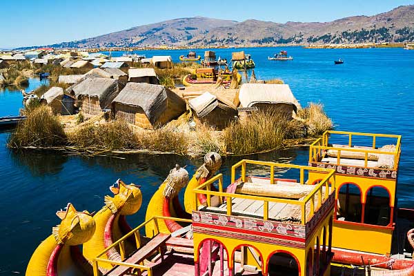   Uros islands in Puno Peru 