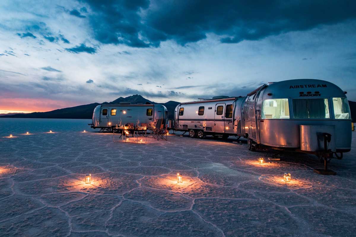 Airstream campers in Uyuni