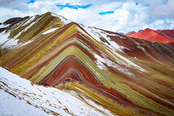  Vinicunca or Rainbow mountain located near to Ausangate with little snow 