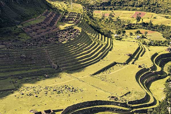  First stop of Inca trail for trekkers route to Machu Picchu 