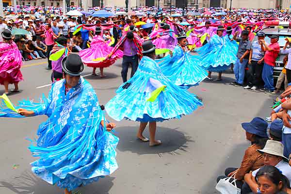  Canderaria Festival in honor to Virgen de la Candelaria in Puno, típica dance Morenada 