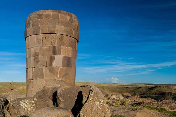  Sillustani structure in Puno near to Lake Titicaca 