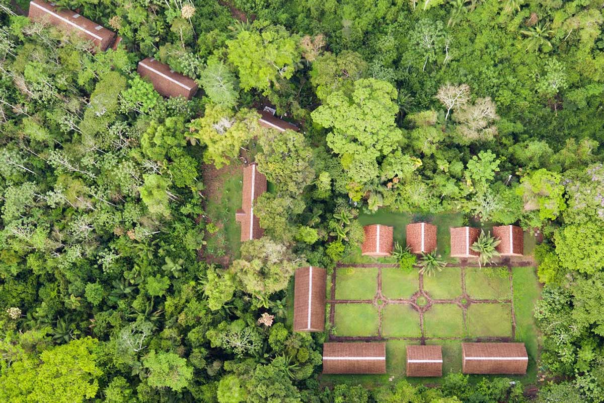  Photo fron of drone in Inkaterra Field Station in Tambopata