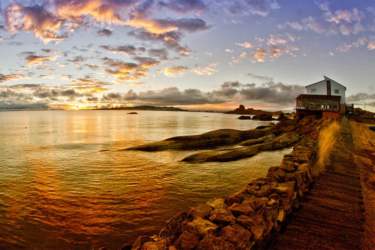  Landscape of Lake Titicaca and Titilaka Hotel