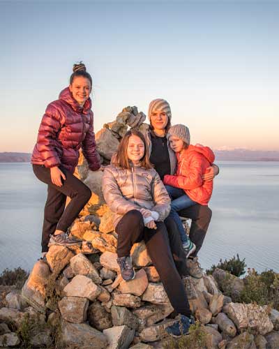 Mother with his daughters in Uyuni Salt Flats Bolivia