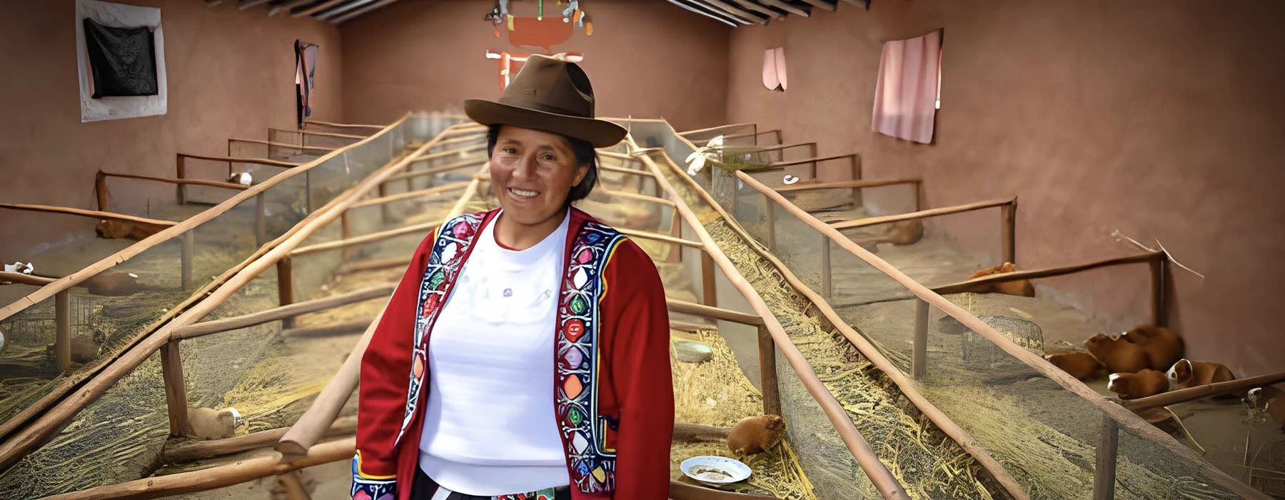 Local indigenous of Cusco is showing her house