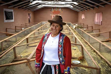 Local indigenous of Cusco is showing her house