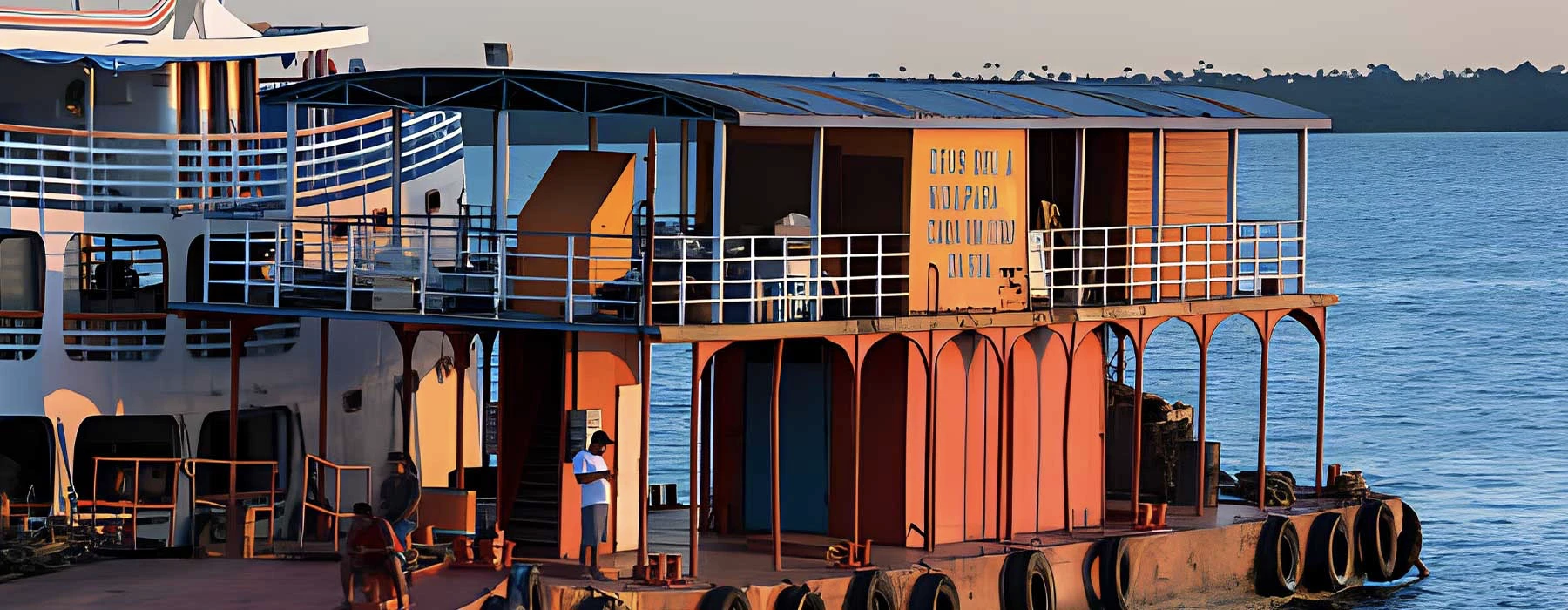 A Luxury cruise  in a port of Amazon river in Loreto