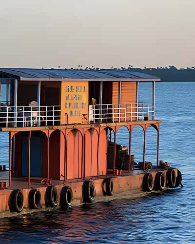 A Luxury cruise  in a port of Amazon river in Loreto