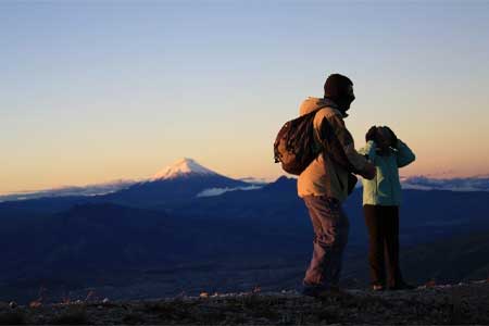  Father with Child in Andes of Cotopaxi Ecuador