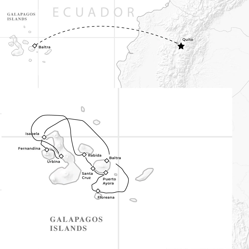 Map route for tour: Luxury Ecuador: Galapagos Wildlife Adventure 2024-2025