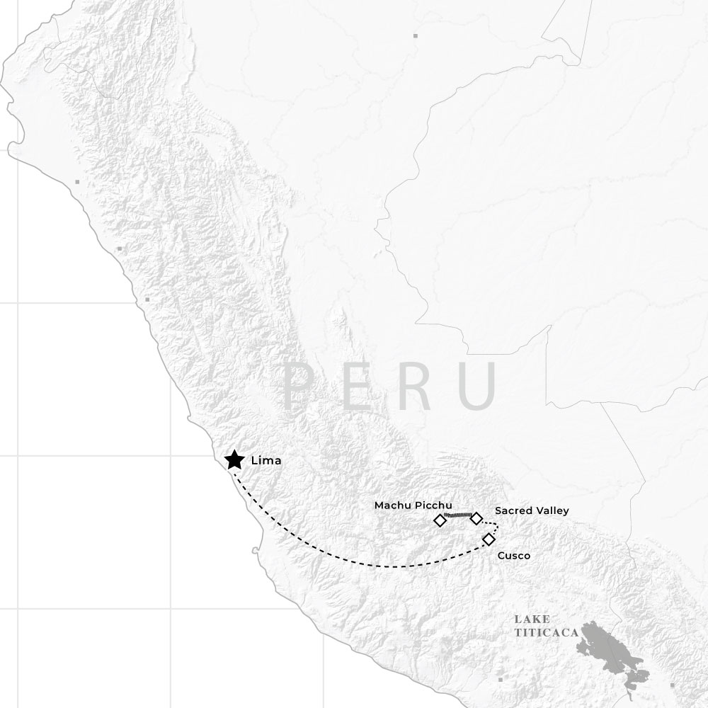 Map route for tour: Luxury Peru: Machu Picchu & the Sacred Valley