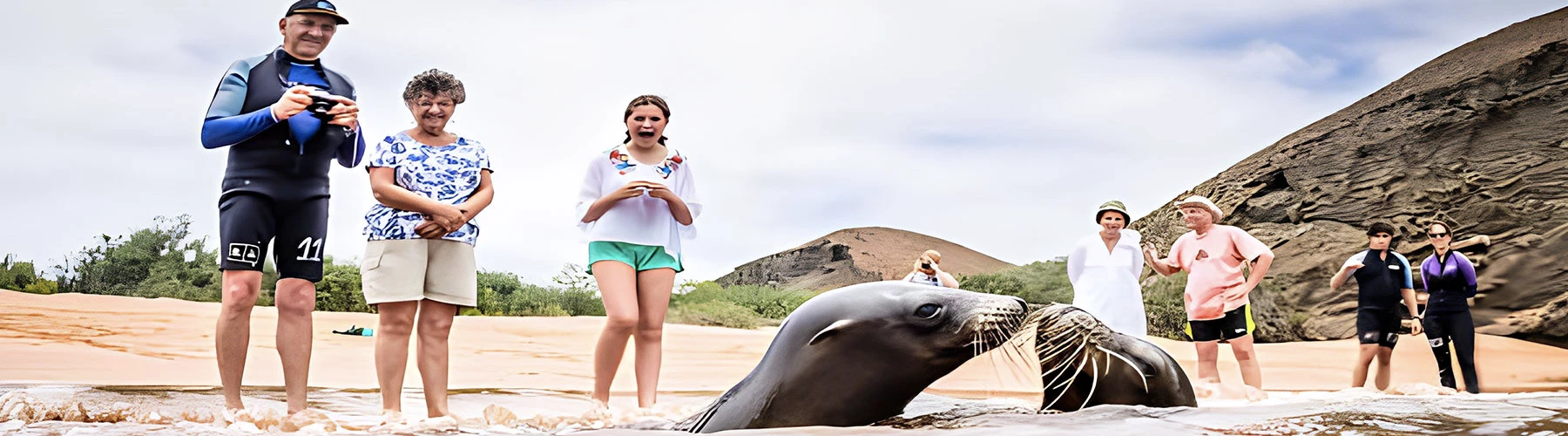 Family in Galápagos Islands Enjoying wildlife and luxury tour