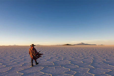  A local bolivian in Uyuni Salt Flats in Private and Luxury Trip